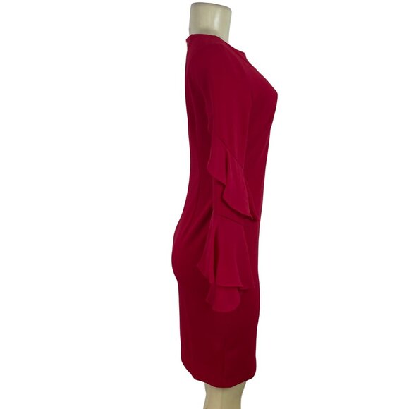 Calvin Klein Women’s Red Bell Sleeve Sheath Dress Stylish Chic Sz 4 - Picture 2 of 9